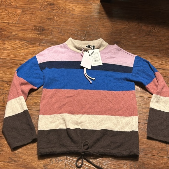 THEORY SWEATER STRIPED MOCK-NECK 100%CASHMERE PULLOVER Sz S MULTI COLOR …NWT - Picture 5 of 10